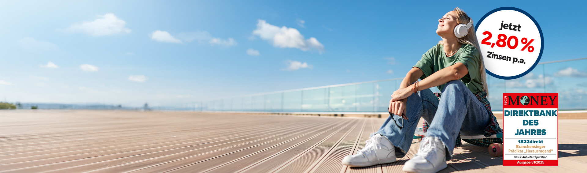  Tagesgeldkonto mit 2,80 % Zinsen p.a. & Siegel von Focus Money mit Prädikat "Direktbank des Jahres - Branchensieger - Prädikat Herausragend"