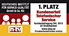 1. Platz Telefonischer Service 1. Platz Telefonischer Service