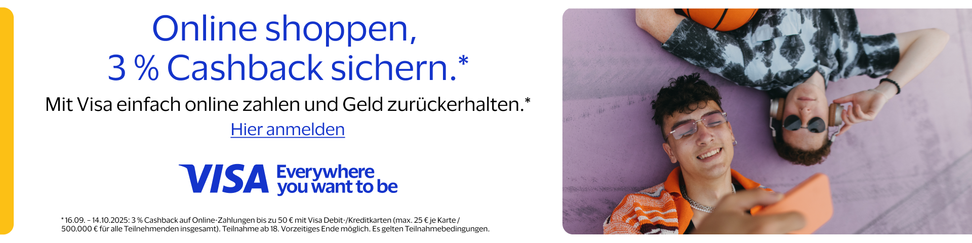 Visa Aktion: 3% Cash back beim online Shoppen